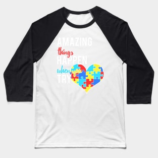 Autism Awareness Heart Puzzle Piece For Amazing Kids Baseball T-Shirt